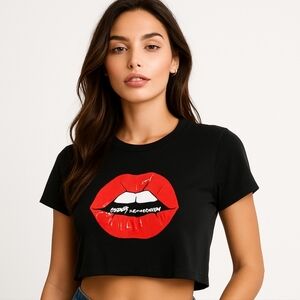 Alternative Black Cropped Graphic Morton James Band Sz Lg